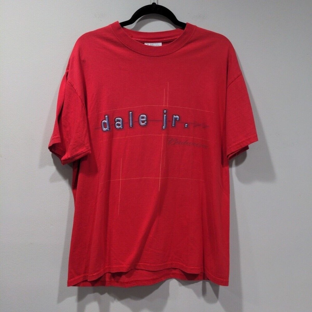 Vintage Dale Earnhardt Jr Budweiser Tee Mens Size M Red NASCAR Racing Chase Auth